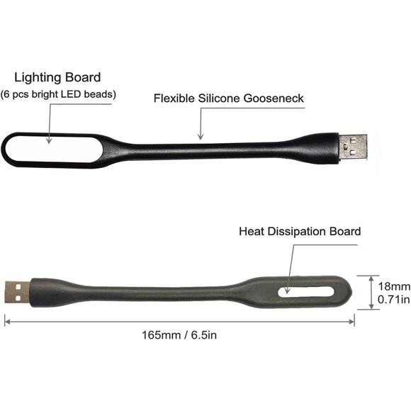 Flexible Mini USB LED Portable Night Light for Power Bank, Laptop, Notebook 8 Ct - Picture 2 of 5